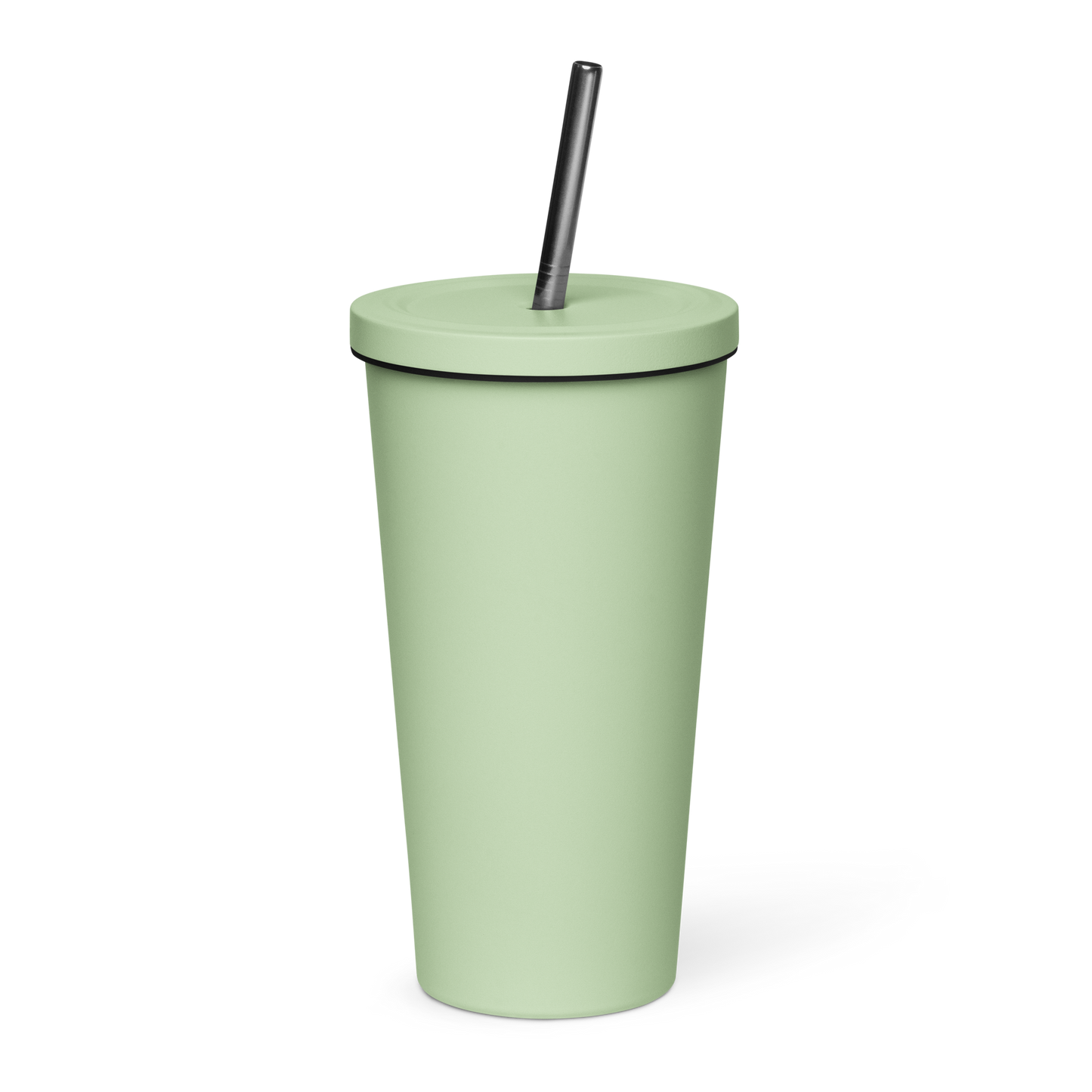 Insulated tumbler with a straw (White Lettering)