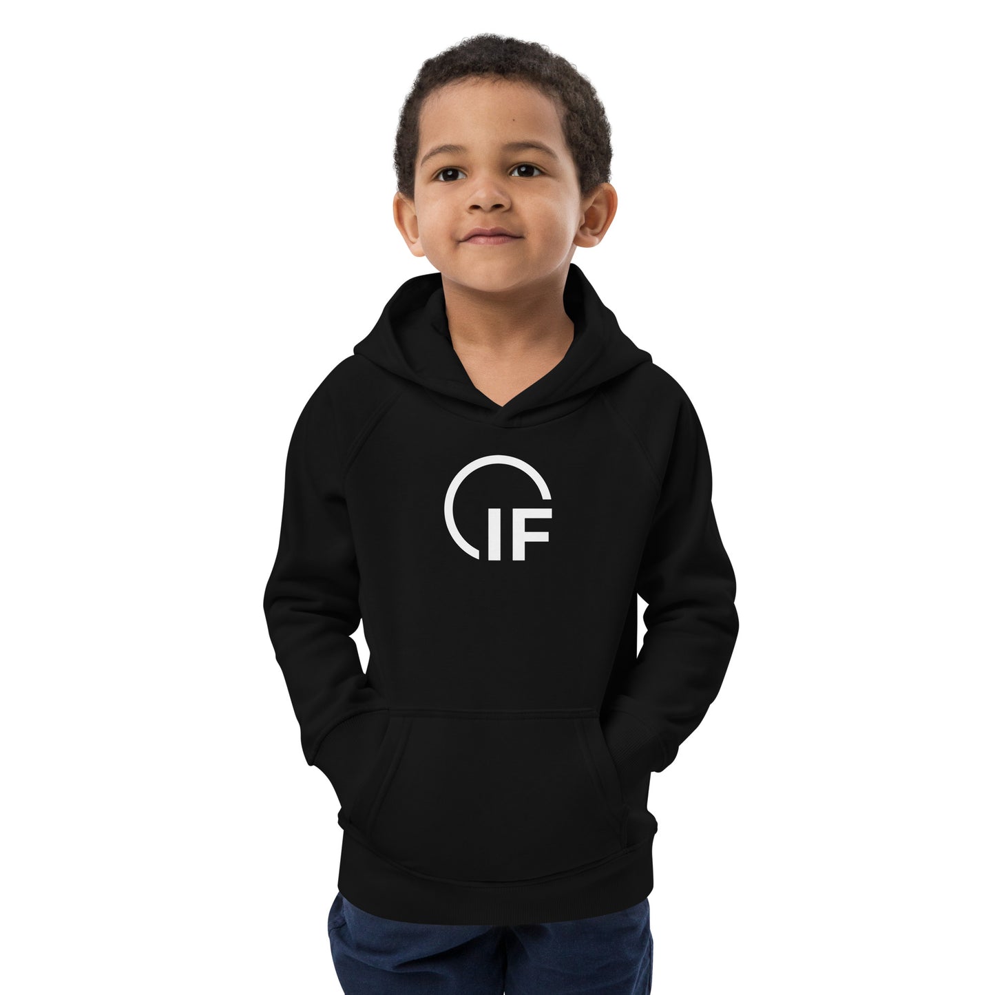 IF Kids eco hoodie (Large Chest Logo-White)
