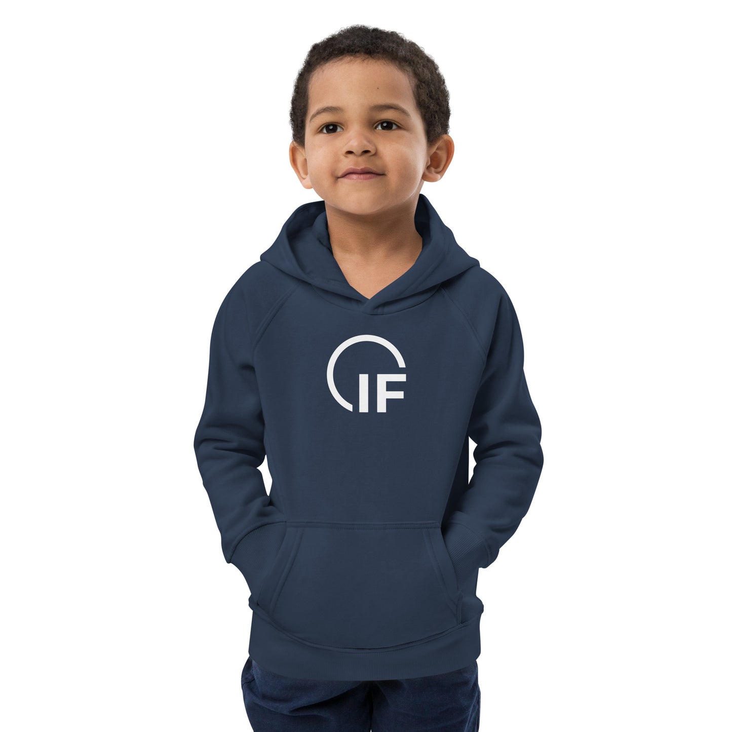 IF Kids eco hoodie (Large Chest Logo-White)