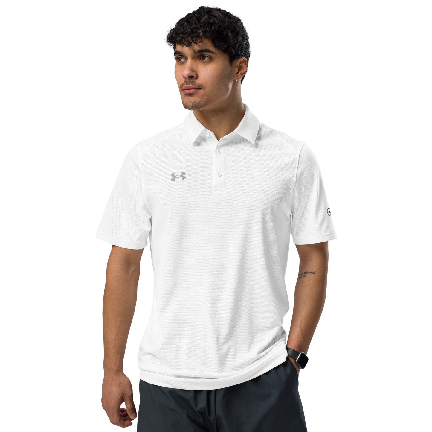 Under Armour® men's polo (Green & Navy Arm Logo)