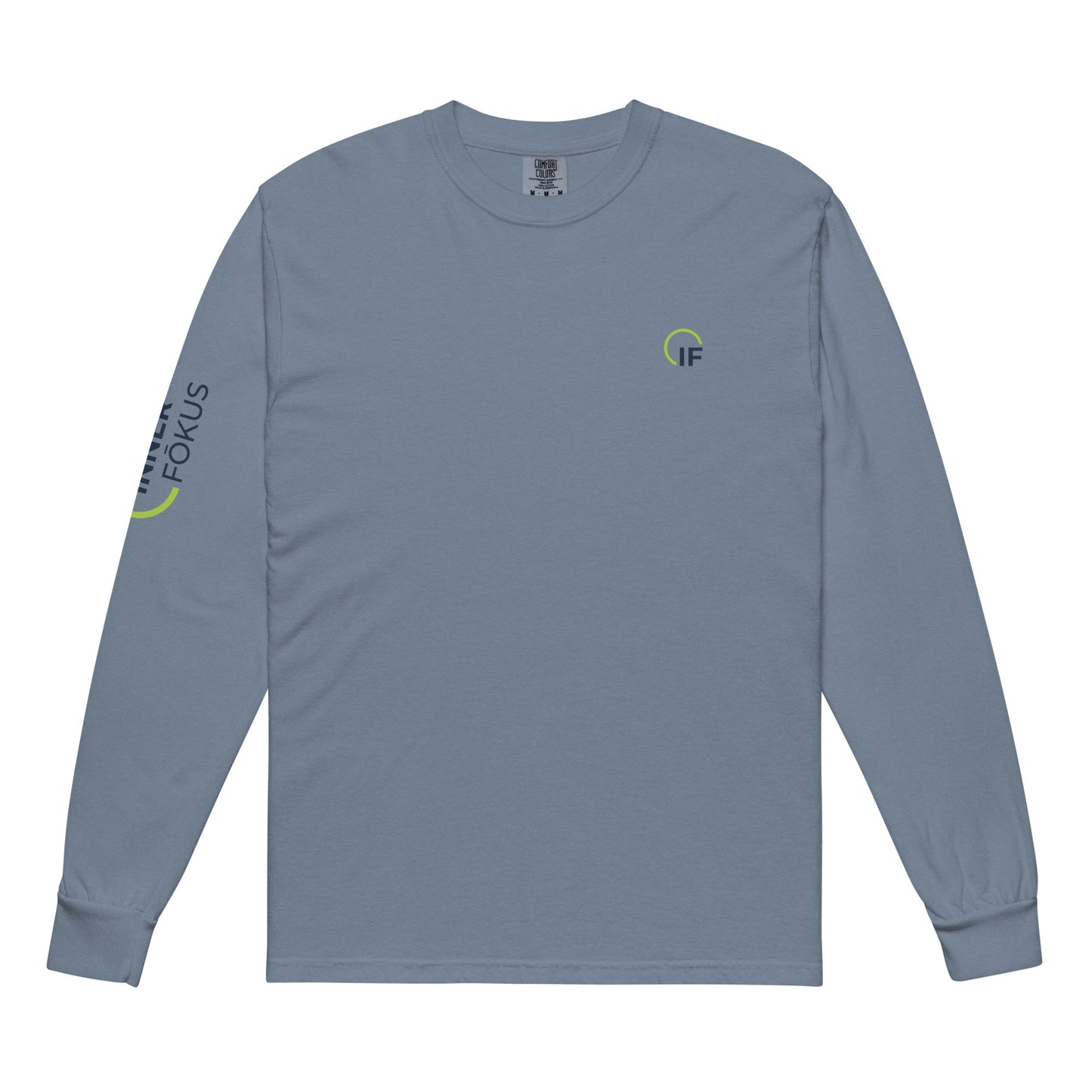 Garment-dyed heavyweight long-sleeve shirt (Green & Navy Logo-Chest & Sleeve)