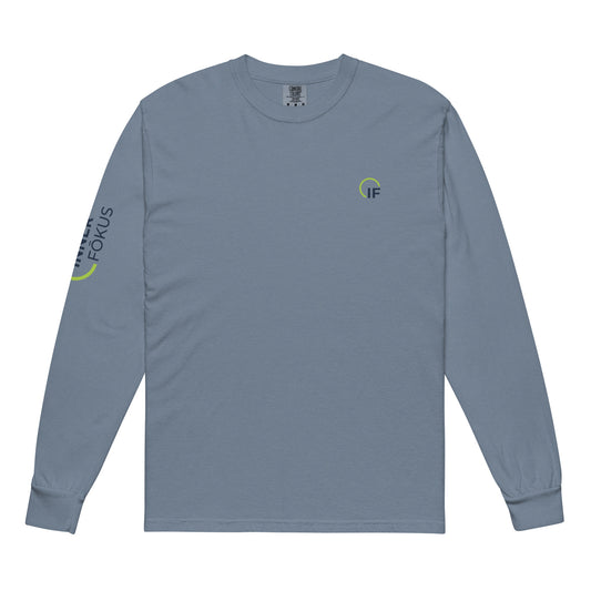 Garment-dyed heavyweight long-sleeve shirt (Green & Navy Logo-Chest & Sleeve)