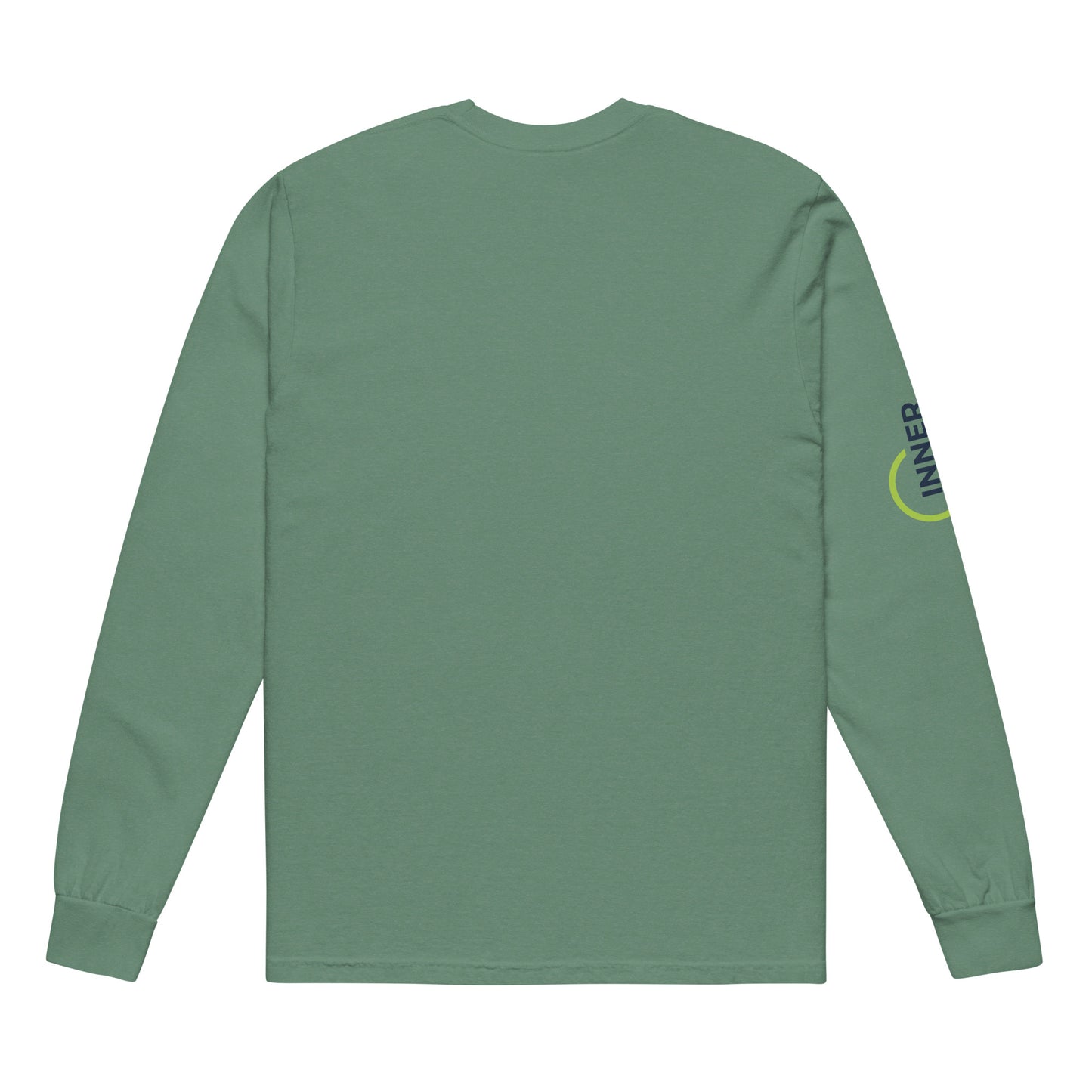 Garment-dyed heavyweight long-sleeve shirt (Green & Navy Logo-Chest & Sleeve)