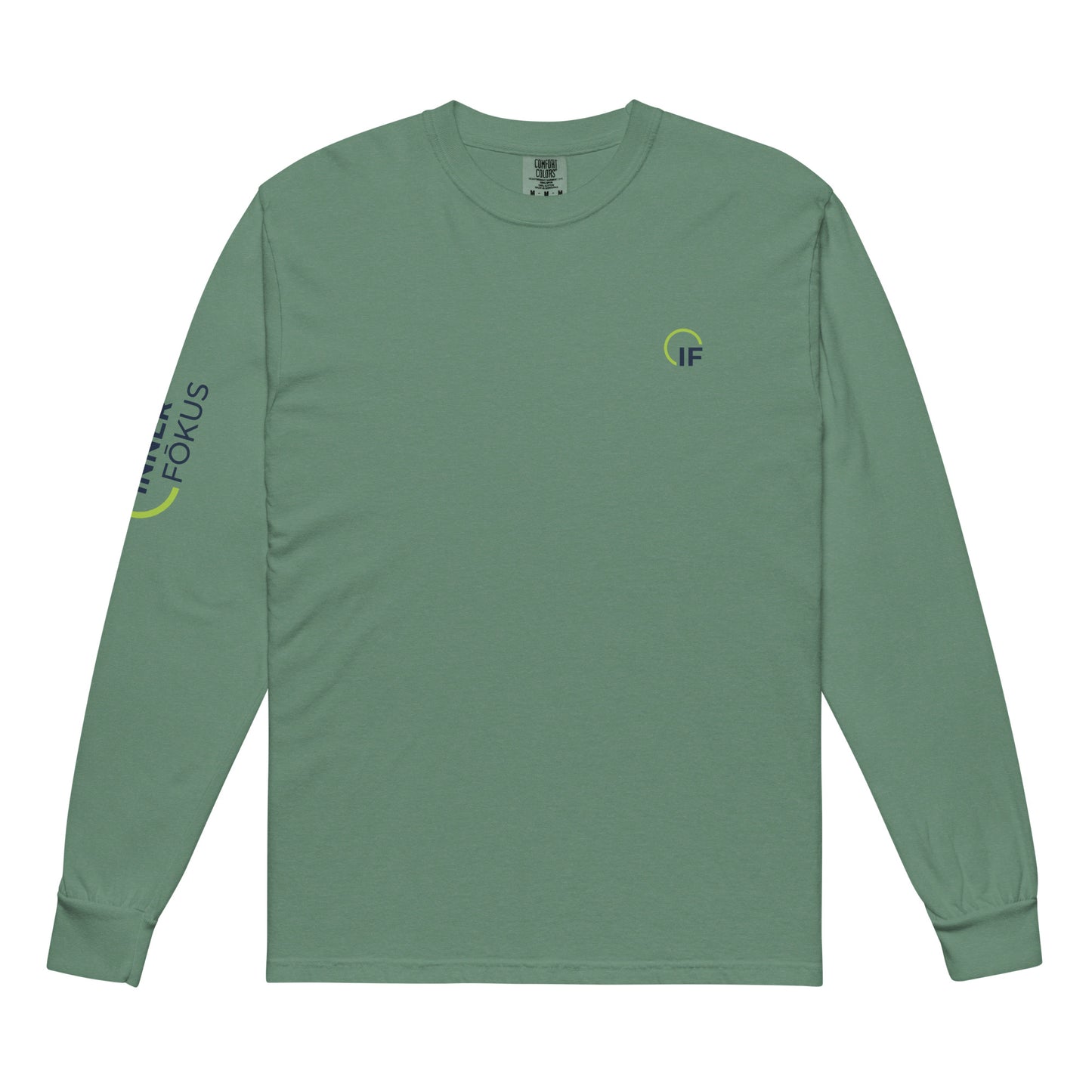 Garment-dyed heavyweight long-sleeve shirt (Green & Navy Logo-Chest & Sleeve)